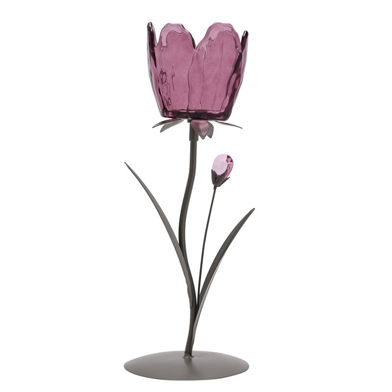 28.5Cm Glass Metal Tabletop Votive Holder