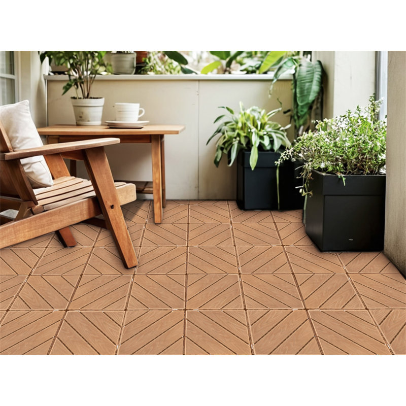 Ensemble de tuiles de terrasse en plastique composite de 35 pièces, Bois