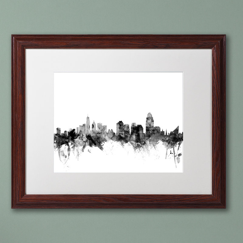 « cincinnati horizon b&w », reproduction d’impression sur toile encadrée, H 16 po x l 20 po x P 0,5 po