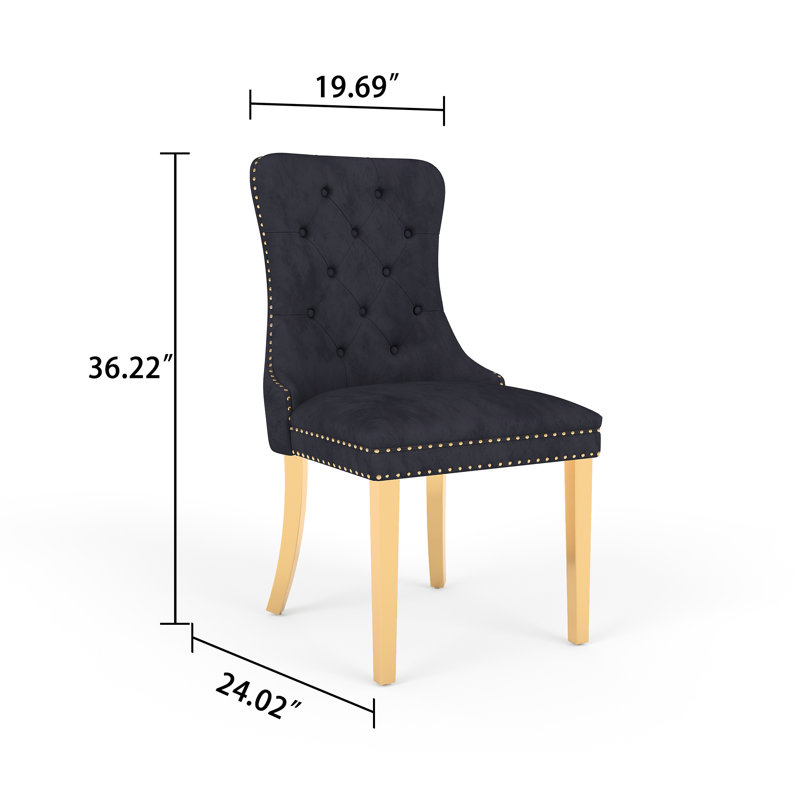 Dining Set, Black, Black/Gold, 5 Pieces: Table, 4 Chairs