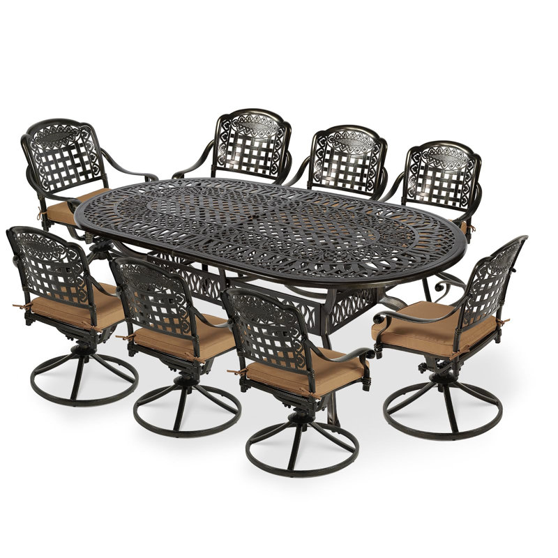 Ensemble repas pour 8 personnes avec coussins, Kaki