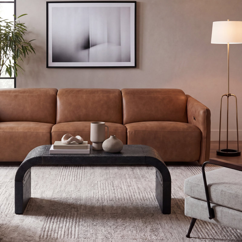 Pipat Curved Pandan Coffee Table, Navy
