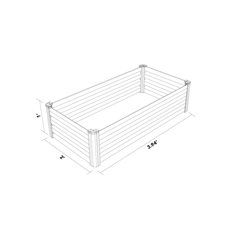 The Organic Garden Co Hakea 4' x 2' x 1' Metal Galvanized Steel Rectangle Garden Bed Surfmist, White