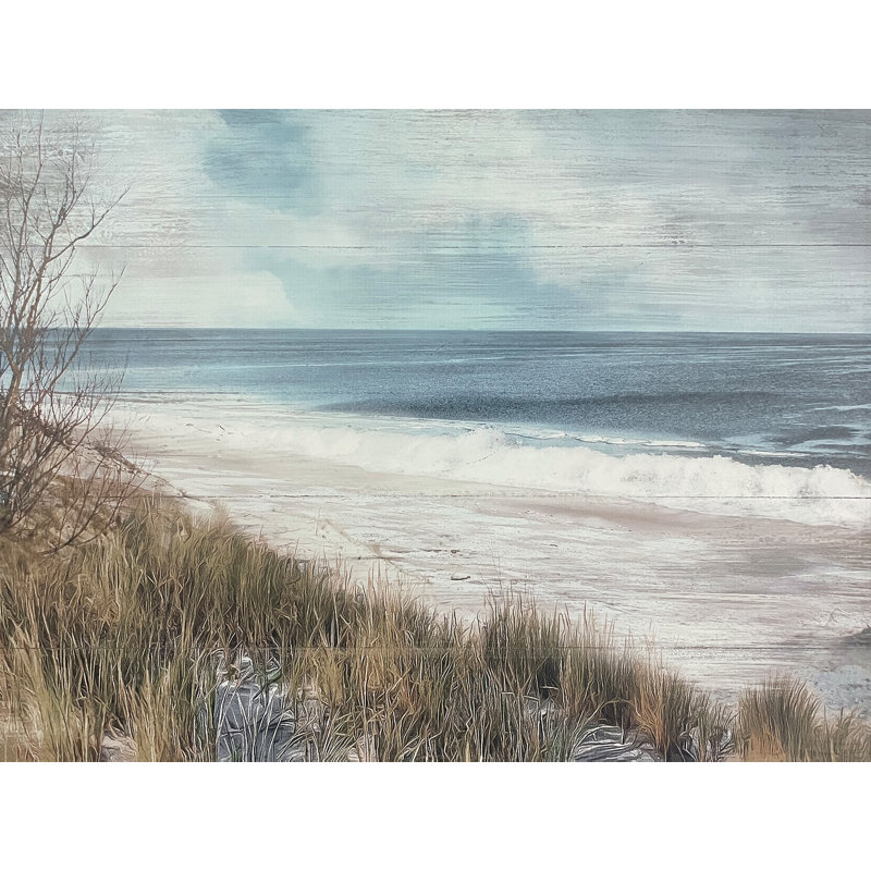 «Autumn's Serenity: A Quiet Beach», reproduction sur toile tendue, H 30 po x l 40 po x P 1,5 po