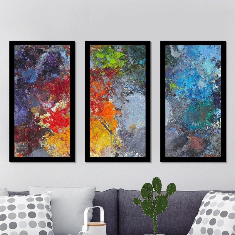 "Fire and Ice", ensemble de 3 reproductions d'art encadrées, H 33,5 po x l 52,5 po x P 1 po