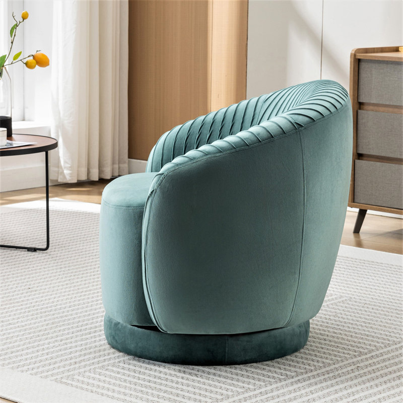 Fauteuil d'appoint plissé moderne avec base robuste et coussin rembourré épais, Mint Green