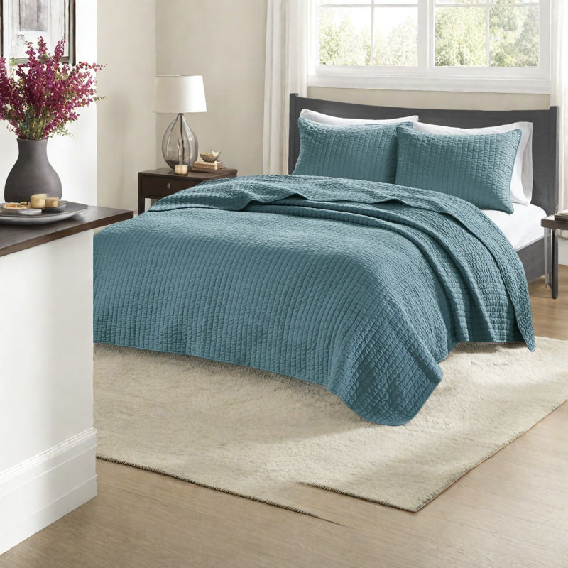 Ensemble de literie réversible sarcelle en microfibre pour lit simple TG