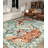 Oriental Tiger Print with Floral Machine Washable Area Rug-2089274483