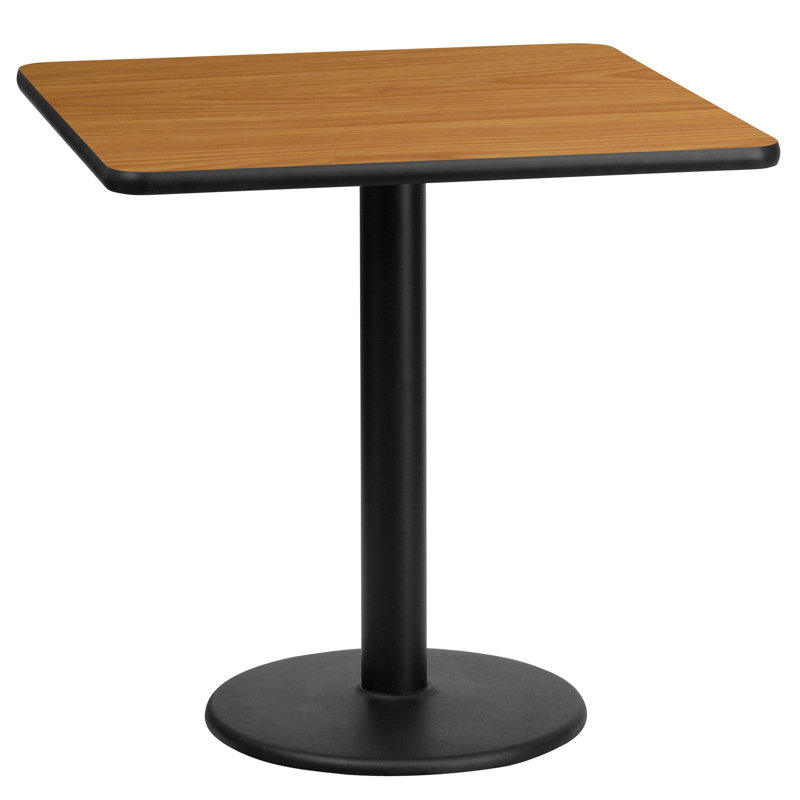 Plateau de table stratifié carré Jack avec base à hauteur de table, H 31,12 po x l 24 po x P 24 po, Naturel