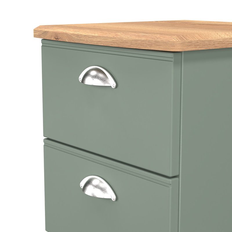 Conners 40cm W Manufactured Wood Bedside Table, Reed Green/Riviera Oak