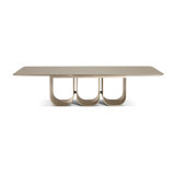 Louise 102.5" Rectangular Dining Table Metallic Champagne Color
