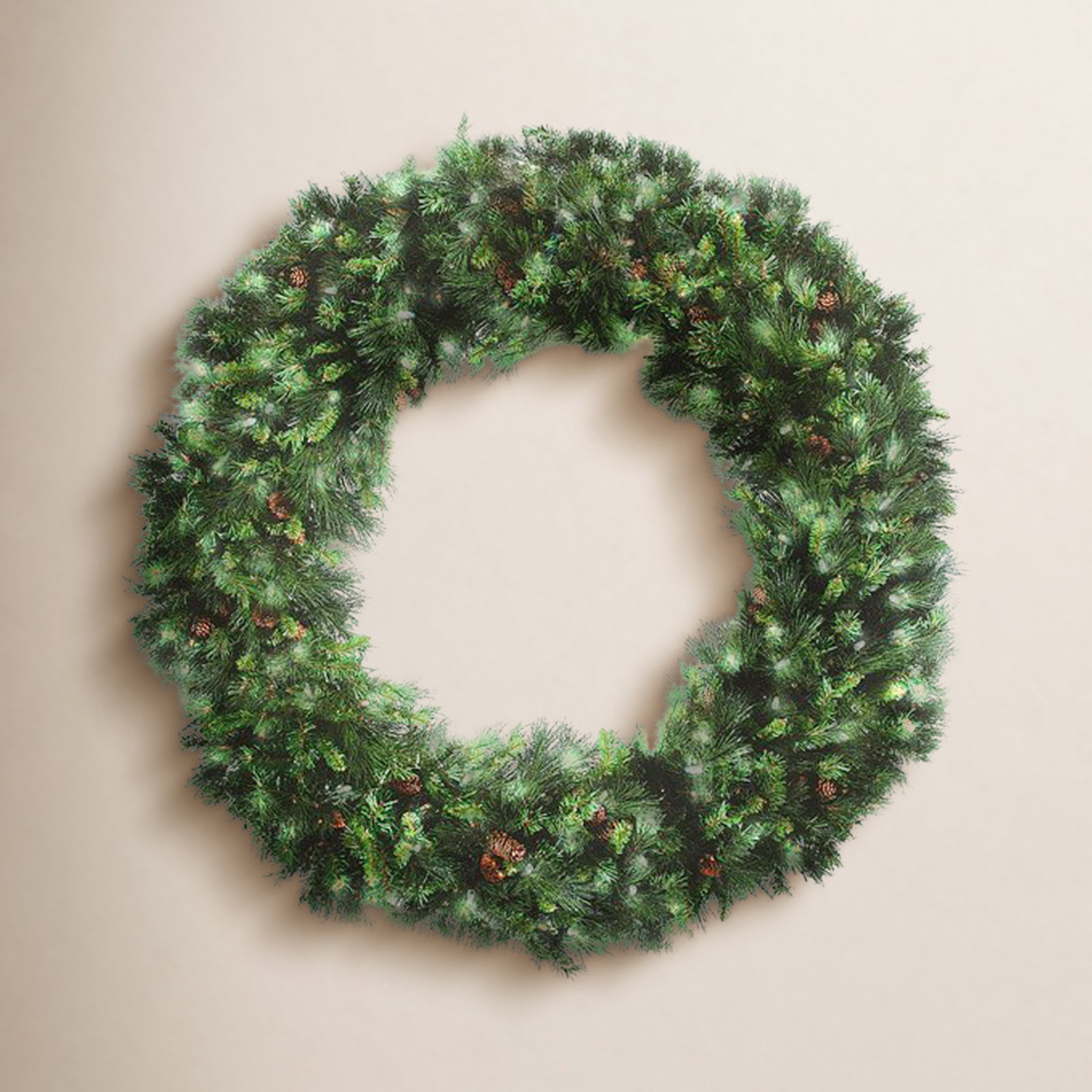 Faux Fir Lighted Wreath, 9.39" H x 26" W x 52" D