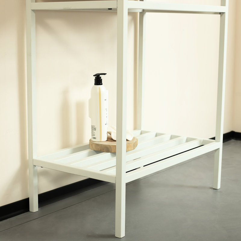 Tablettes de salle de bain autoportantes 24 po sans bassin en blanc - tablette de rangement et porte-serviettes