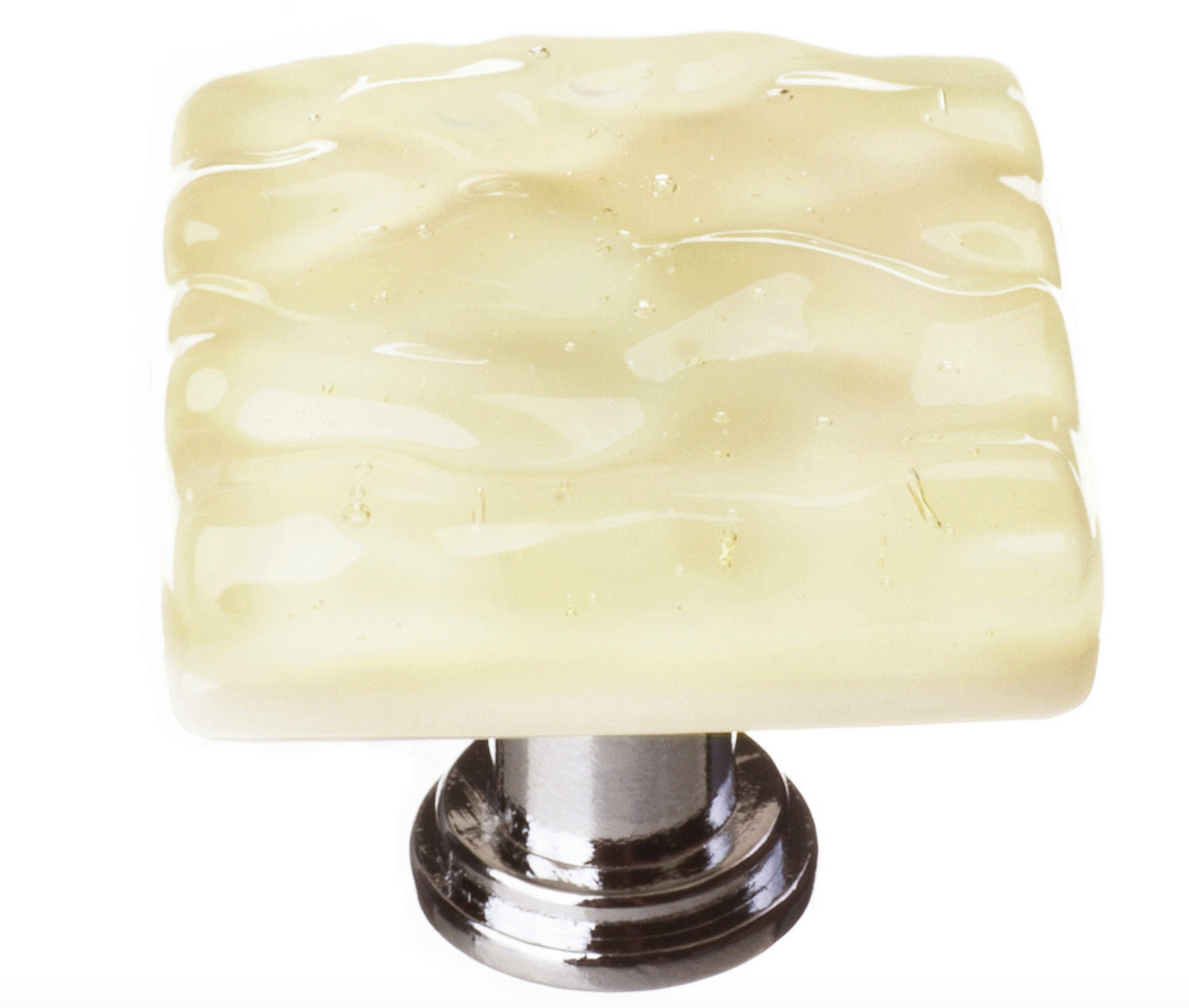 Glacier Square Knob Knob, Polished Chrome, Pale Yellow