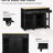 Black Rubber Wood Veneer Kitchen Island With Internal Storage Rack, 13.8"X41.7" Table, 6+2 Wheels, For Organization Extendable 47.2" Dimension, Top, Cabinets, Power Outlet, Mobile Function-1000421090