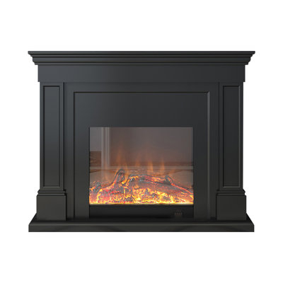 Drak Gray Solid Wood Electric Fireplace