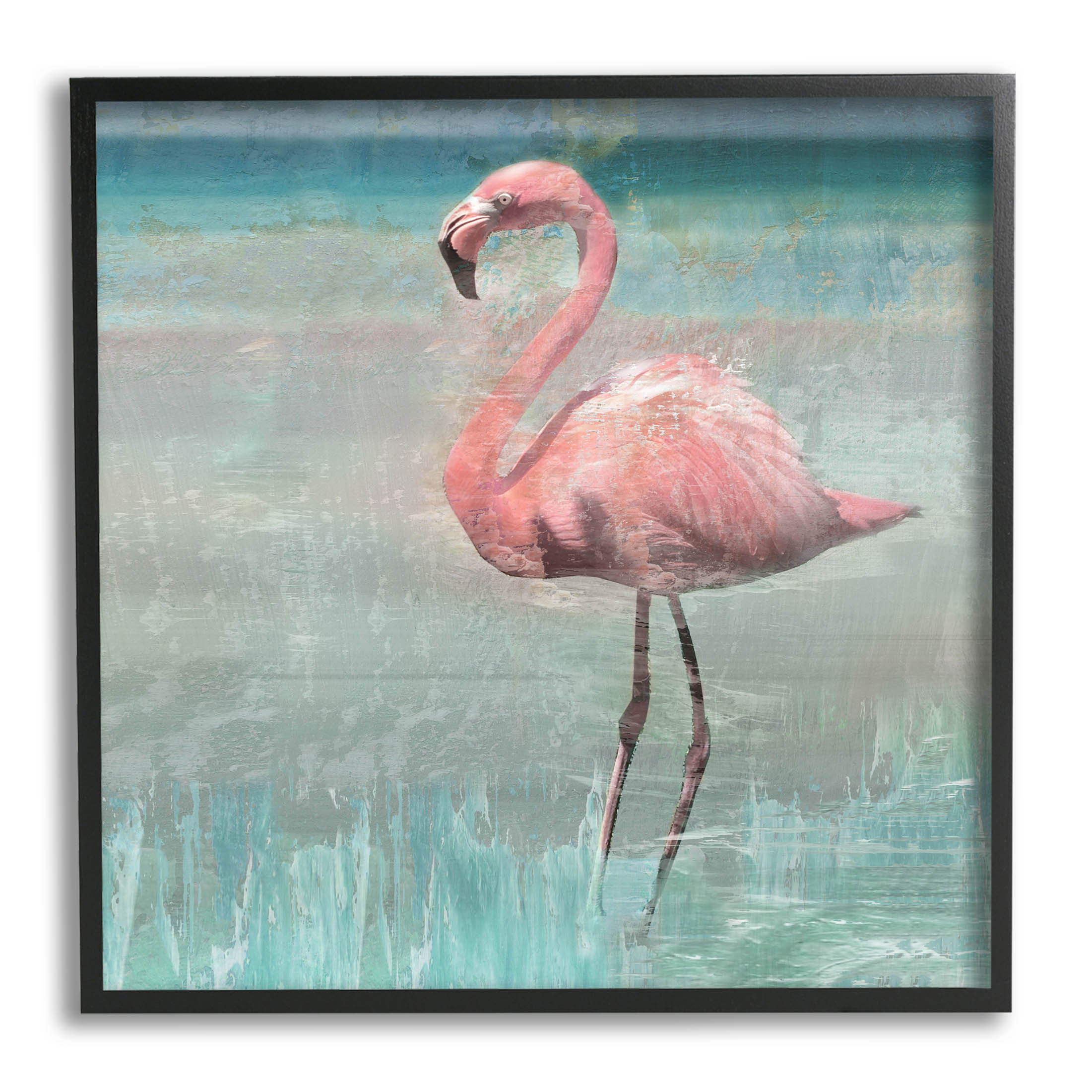 The Crane/Flamingo Collection Oil Painting Wall Art on Wood Stretched Canvas  with Frame for Vintage Home Decor