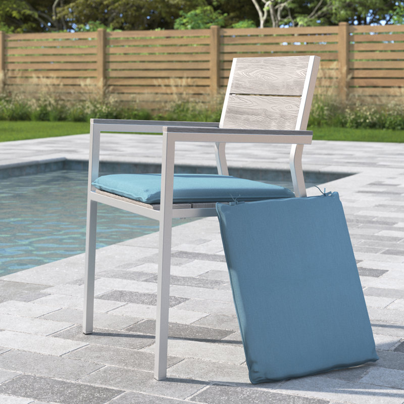 Sunbrella Outdoor 2'' Dining Chair Seat Cushion, 2" H x 16" W x 19" D, Cast Horizon Sunbrella® Plainweave