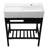 28" x 12" Console Bathroom Sink with Washboard, Stainless Steel Legs, Ceramic Utility Vanity Sink, Open Shelf, Single Hole Faucet Compatible