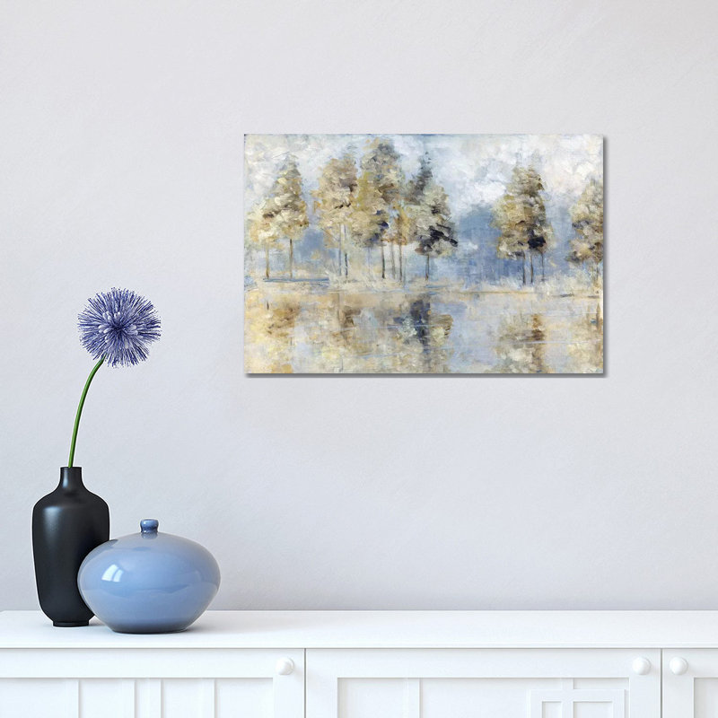 «Blue Golden Forest» par Sally Swatland - reproduction d'art, H 12 po x l 18 po, Toile tendue, Sans cadre