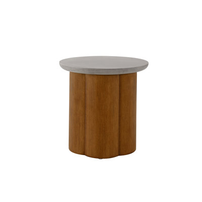 Table de bout en faux béton et finition noyer
