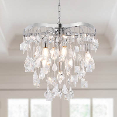 Lampe suspendue cascade de cristal 6 lumières