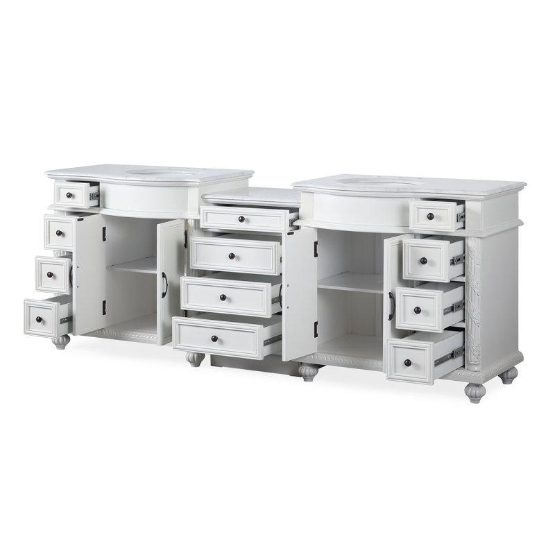 Ensemble de meuble-lavabo double 90 po Arrio, Blanc