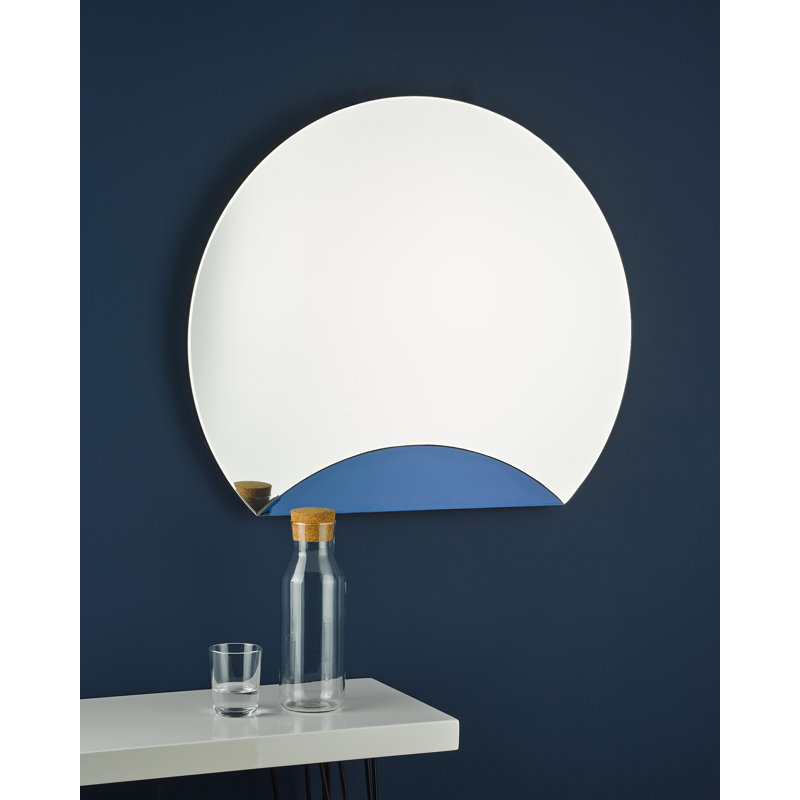 Freddye Flat Wall Mirror, Blue
