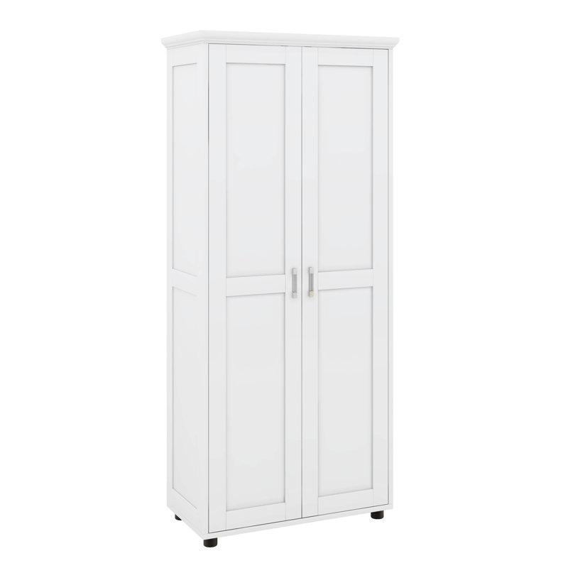 Grande armoire de rangement pour salle de bain avec 2 portes pour la salle de bain, armoire autoportante avec tablettes réglables, panneau de fibres à densité moyenne