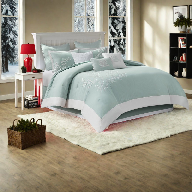 Oversized Cotton Bedding Sets, Aqua Jacquard Coastal Comfort For Home