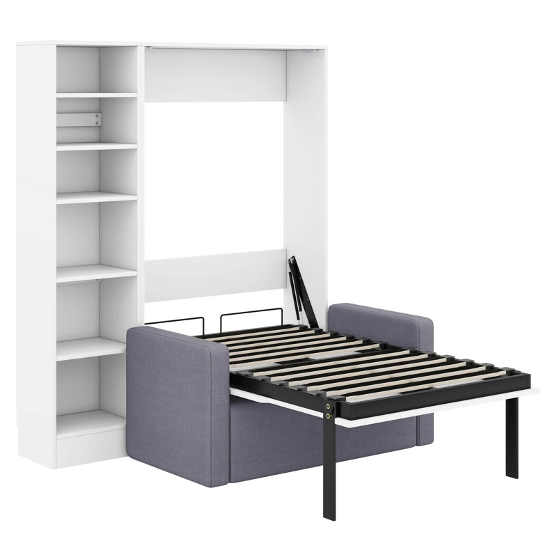 Sabrinna Murphy Bed Wall Bed with Sofa, with Shelves, Twin