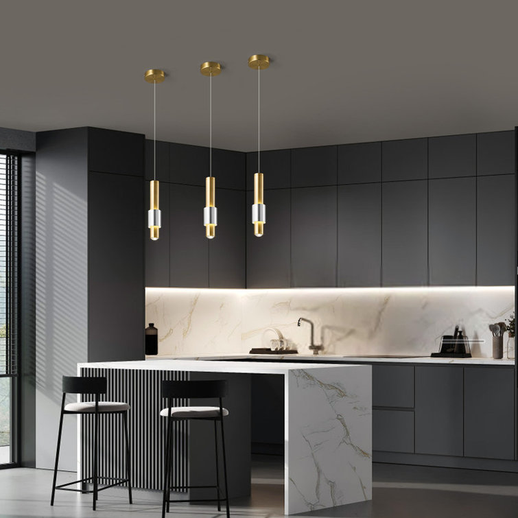 Mini-luminaire suspendu à DEL à intensité variable et luminaire suspendu à hauteur réglable pour îlot de cuisine (1 paquet)
