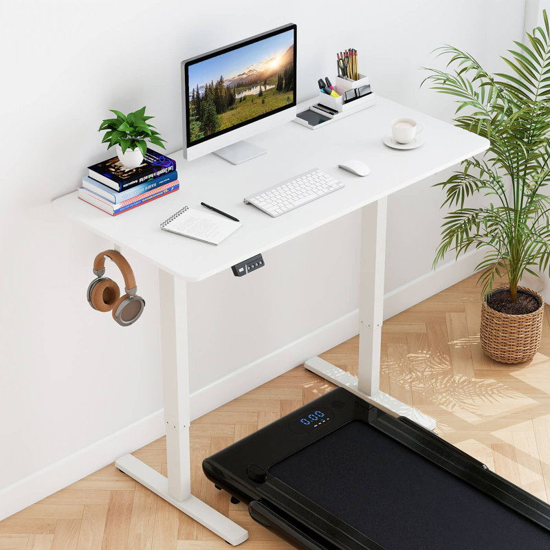 Bureau debout électrique 48 po x 24 po avec affichage DEL et 2 réglages de hauteur de mémoire pour la maison - blanc