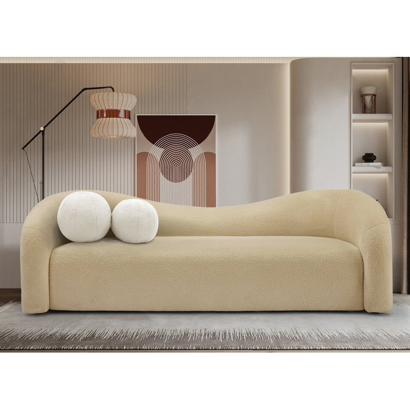 Canapé rembourré 86 po Kali, Tissu beige en fausse peau de mouton