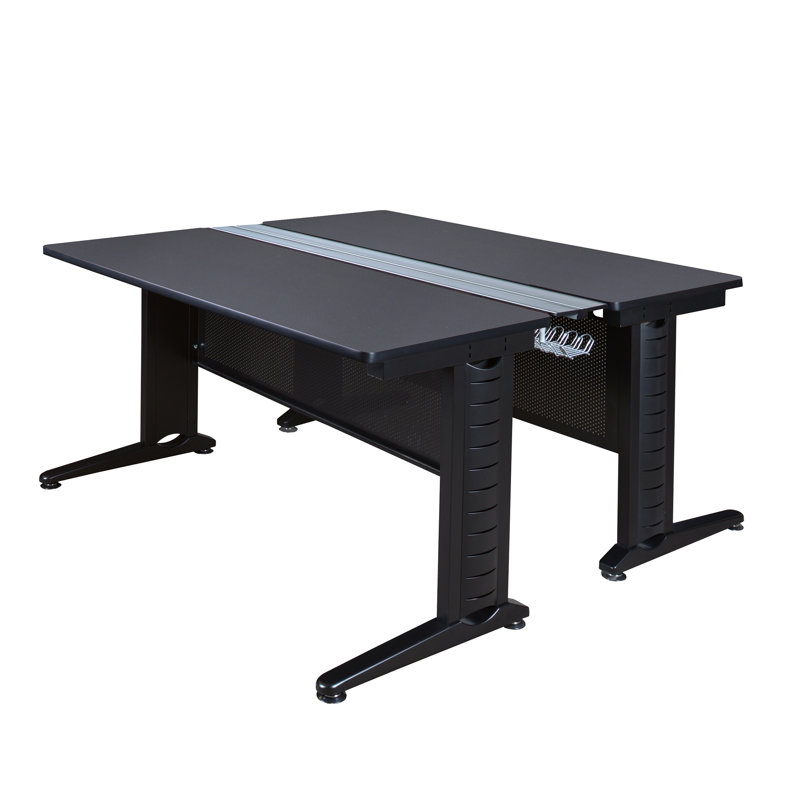 Bureau poste de travail 2 personnes Nevjana Fusion, H 26 po x l 48 po x P 58 po, Gris
