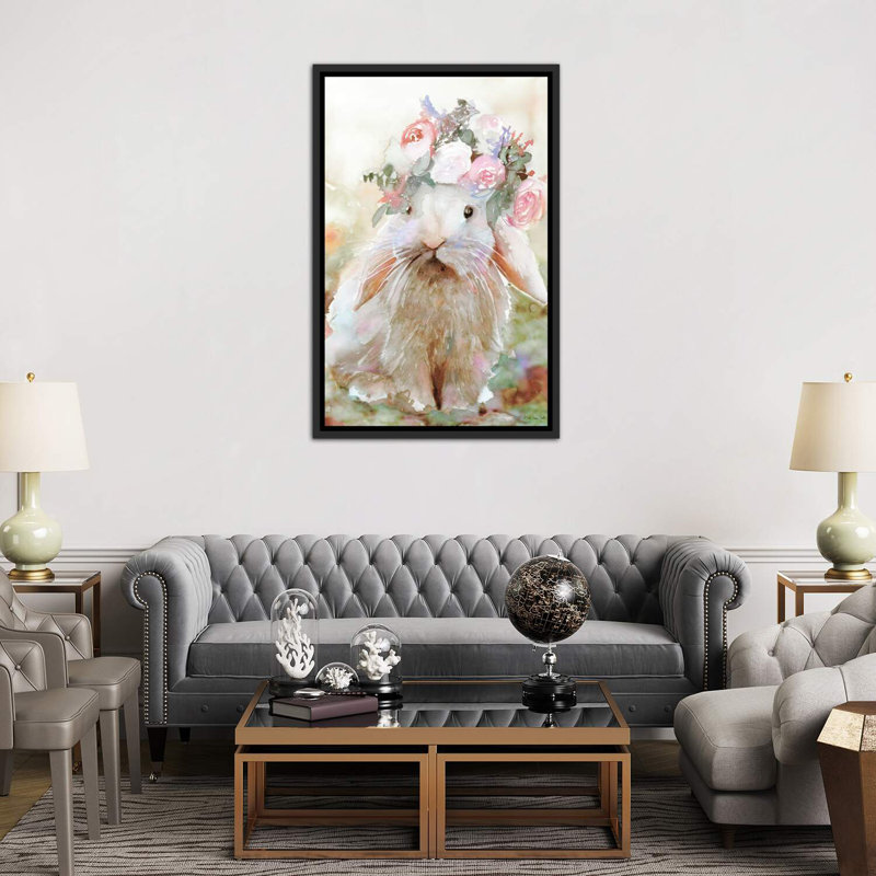 Bunny Sophia - reproduction d'art, Toile avec cadre noir, H 60 po x l 40po x P 1,5 po