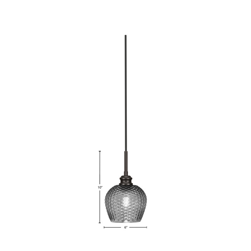 Mini-luminaire suspendu avec cordon en verre texturé 6 po Edge, Noir, Espresso