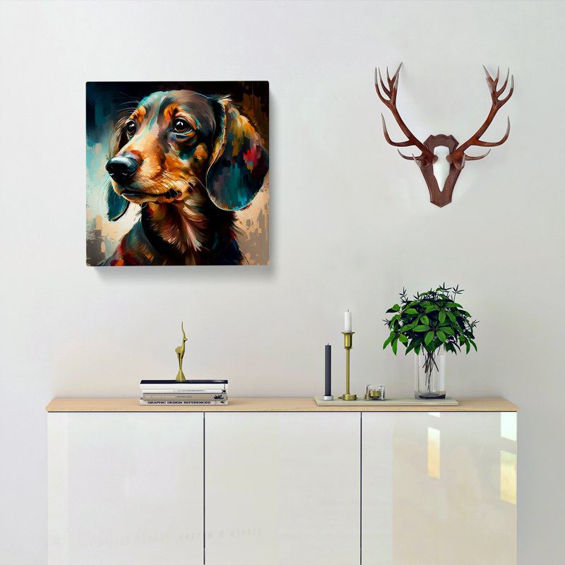Dachshund Palette Knife Painting - Wrapped Canvas