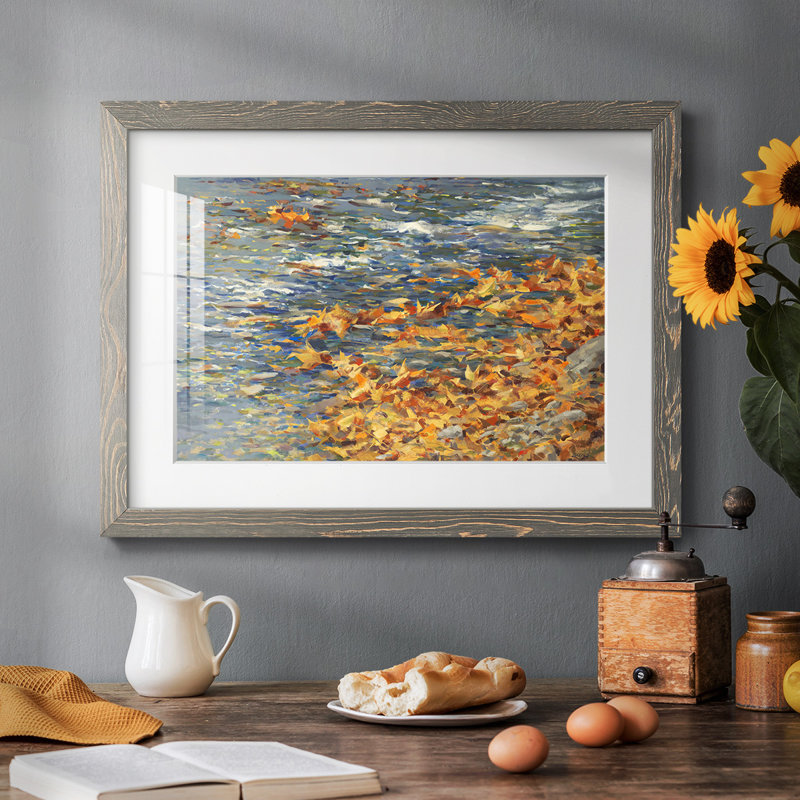 Autumn Creek - Reproduction encadrée rustique avec tableau mat, Gris, H 22 po x l 32 po x P 1,5 po