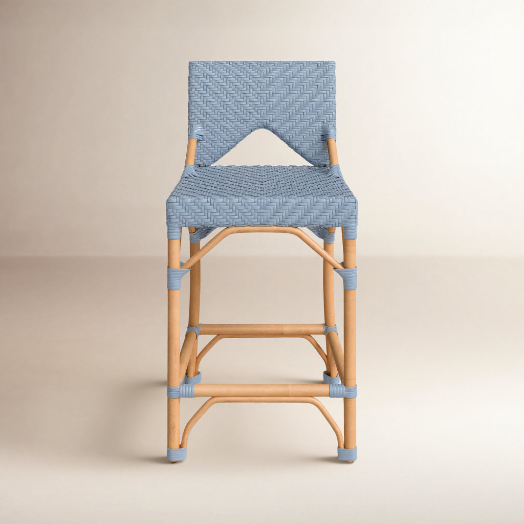 Estela Woven Stool, Blue