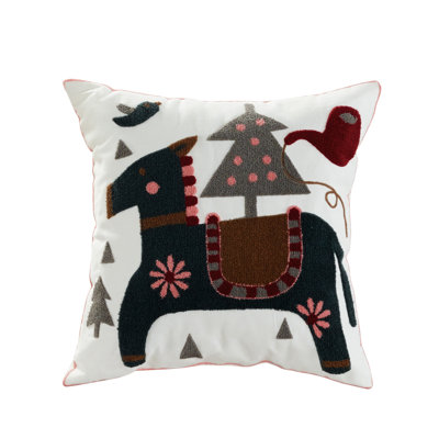Colt Embroidered Indoor Cotton Pillow Cover