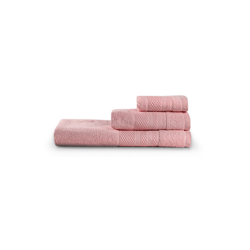 Luxurious 3-Piece Towel Set, Dusty Rose, 19.7 x 35.4 inches Bath Towel, 11.8 x 19.7 inches Wash Towel, 19.7 x 35.4 inches Hand Towel | 100% Cotton, 450 GSM | Soft, Absorbent, Ideal for Spa & Home Use