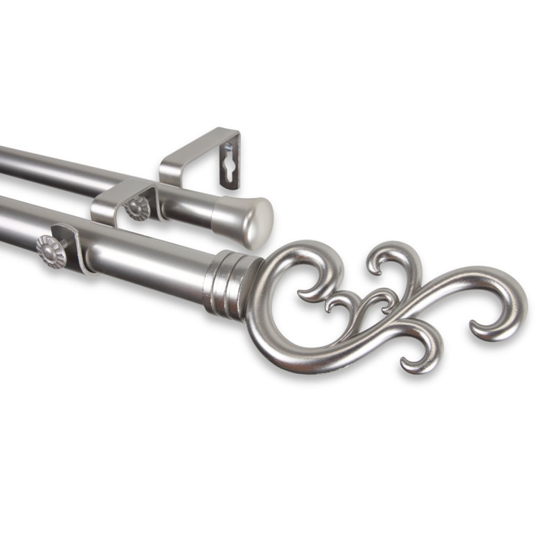 Tringle à rideaux double Mcfarren, De 28 po à 48 po de largeur, Nickel satiné