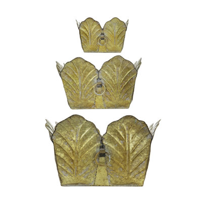 Ensemble de 3 pots à fleurs muraux rustiques en métal, pots à plantes suspendus décoratifs dans les tailles L: 21,7 x 8,7 x 8 po, M: 21,3 x 8 x 7,7 po, S: 18 x 7 x 7 po pour la décoration murale
