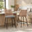 Upholstered Light Gray Rattan Full Back Counter Swivel Bar Stool-2040474679