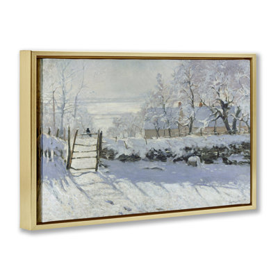 Classic Monet The Magpie Brown Framed Floater Canvas by one1000paintings
