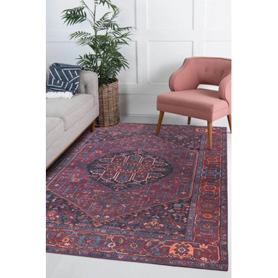 Luxurious Burgundy Area Rug, 7.5 x 10.8 Feet | 100% Polyester, 1850 g/m², Pile Height: 0.2 Inches | Recycled Poly Cotton Underside, Machine Carpet | Elegant Addition for Living Room, Bedroom & Dining Spaces