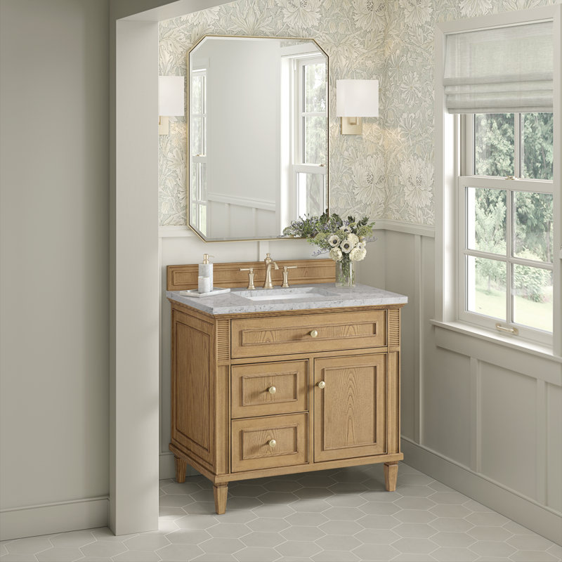 Lorelai 36'' W Single Vanity, Eternal Jasmine Pearl, Light Natural Oak, 8" Widespread