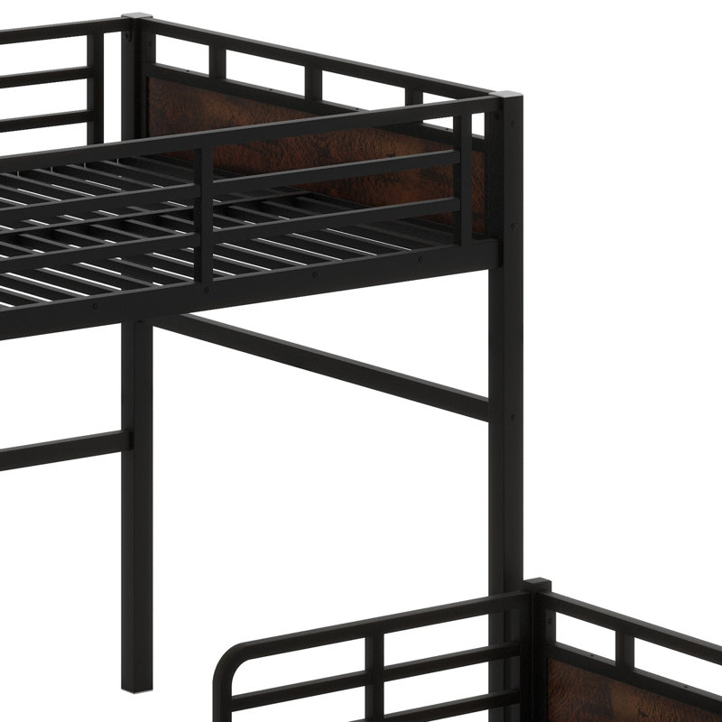 Metal Separable Bunk Beds With Raised Security Fence, Black