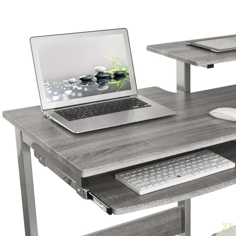 Bureau d'ordinateur complet, Gris